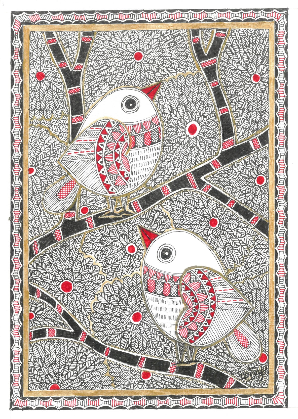 Together We Perch-Original Handmade Art Print