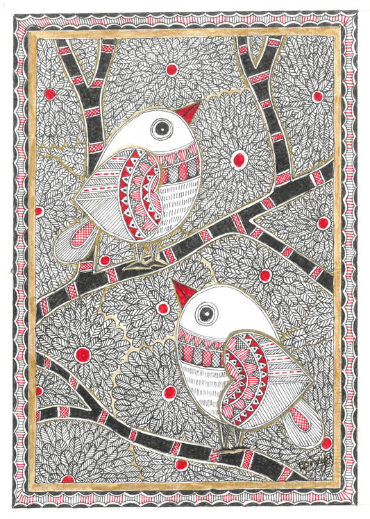 Together We Perch-Original Handmade Art Print